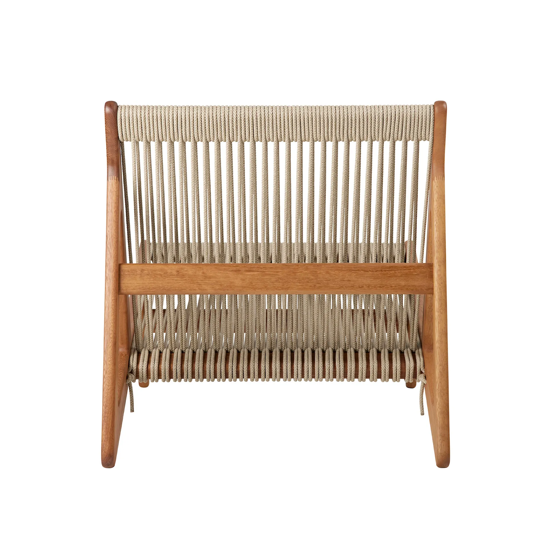 MR01 Initial Lounge Chair, Outdoor - Sunfire Melange Beige and Sand, Base Solid Iroko, Oiled - Gubi - NO GA