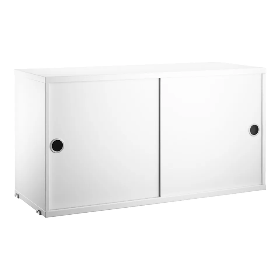 String Cabinet with Sliding Doors 78x30, White