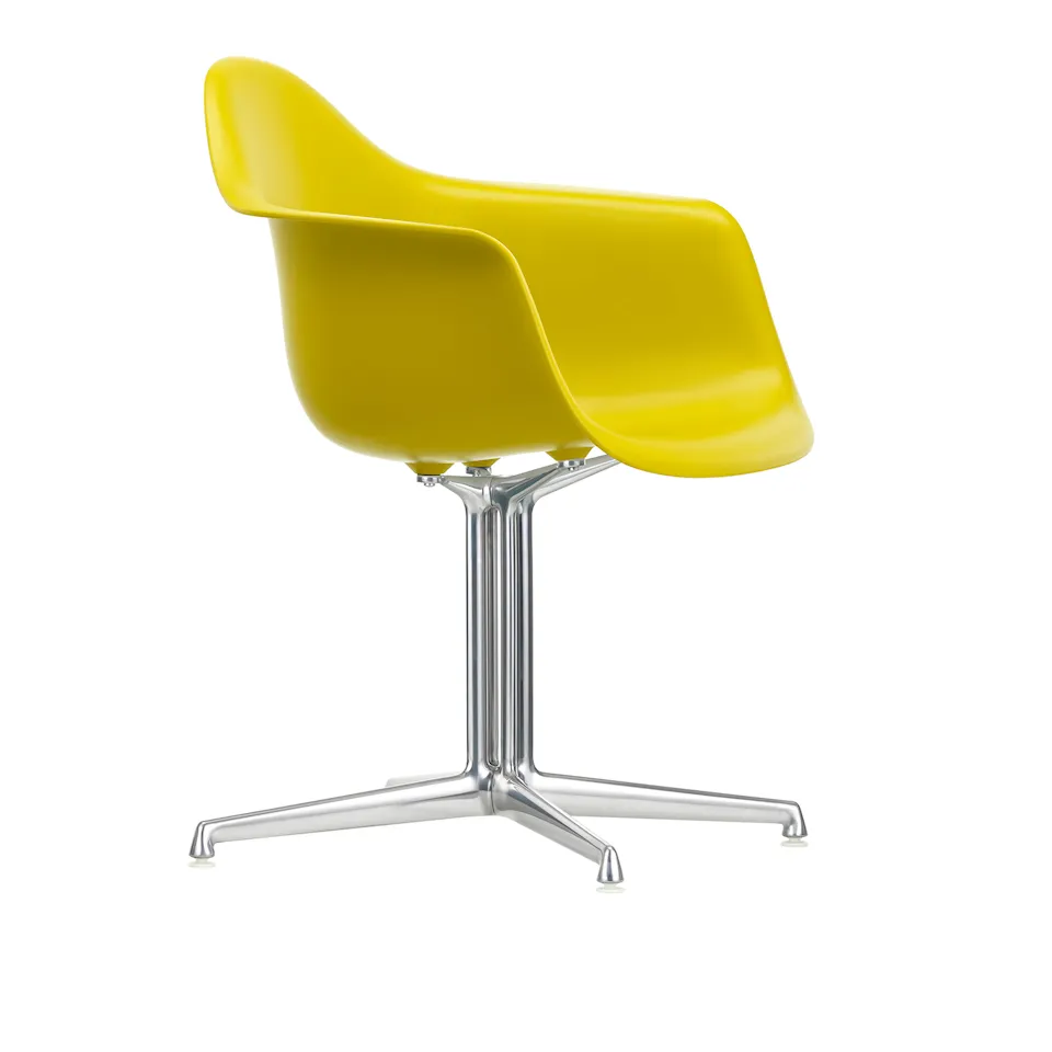 Eames RE Plastic Armchair DAL - 34 Mustard - Aluminium Polished