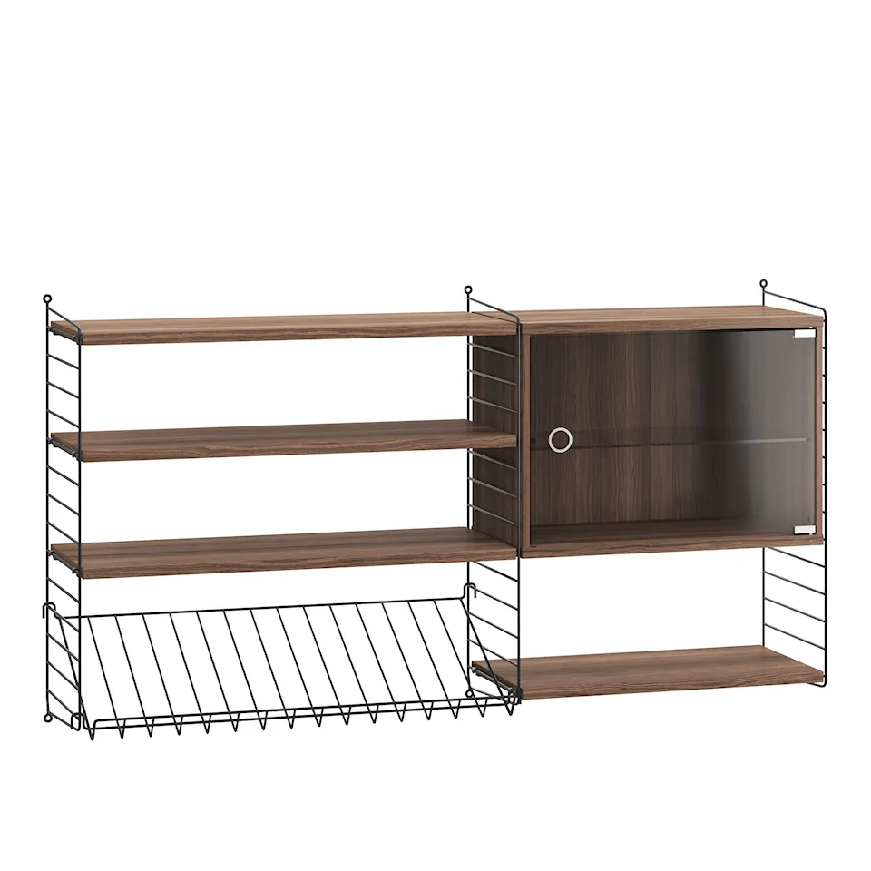Living room shelving system S walnut/black