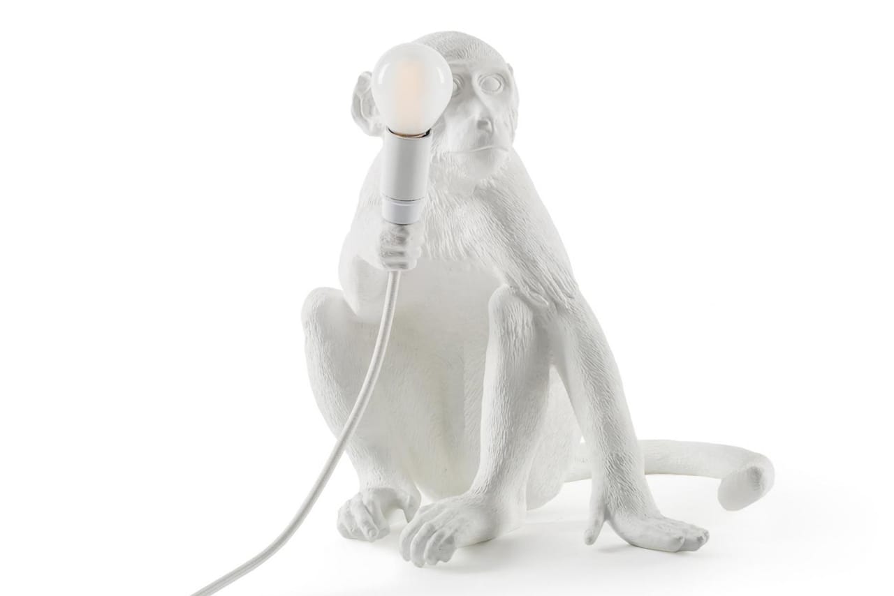 Monkey Lamp Sitting White