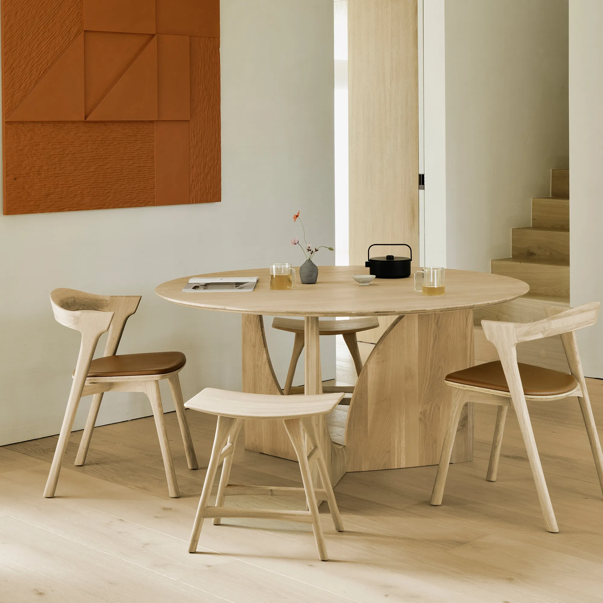 Geometric Dining Table Brown Varnished Teak - 3