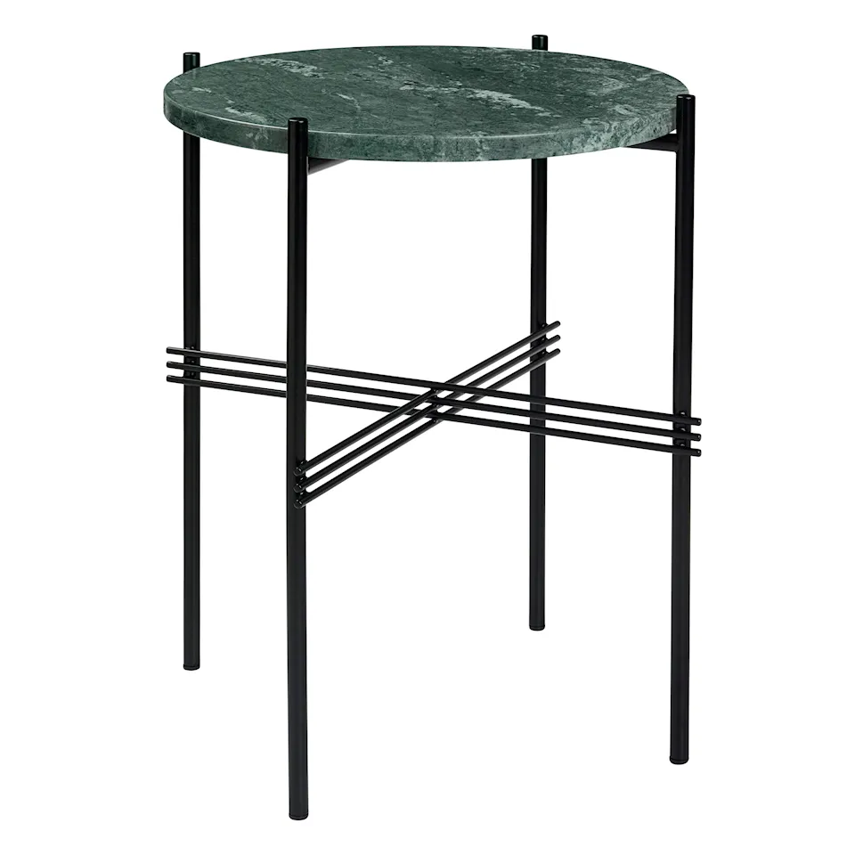 TS Coffee Table Ø 40 H. 51, Top: Verde Guatemala Marble, Base: Black