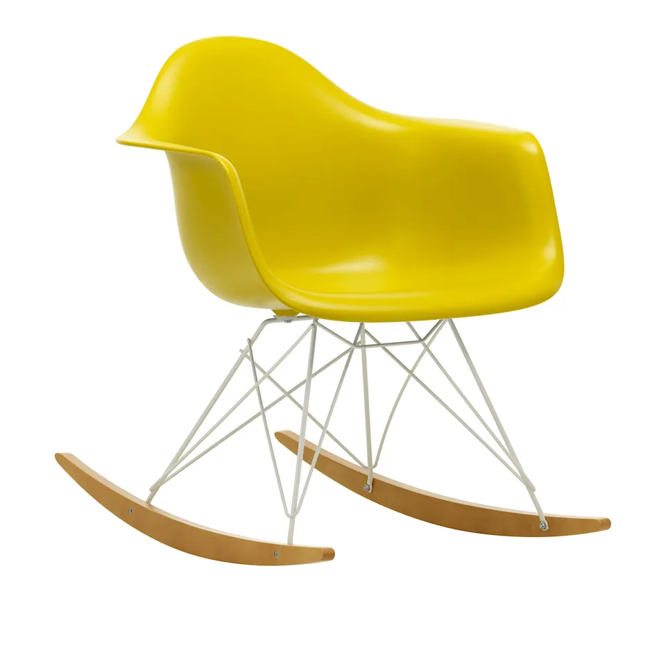Eames RE Plastic Armchair RAR - 34 Mustard - White Base - Golden Maple