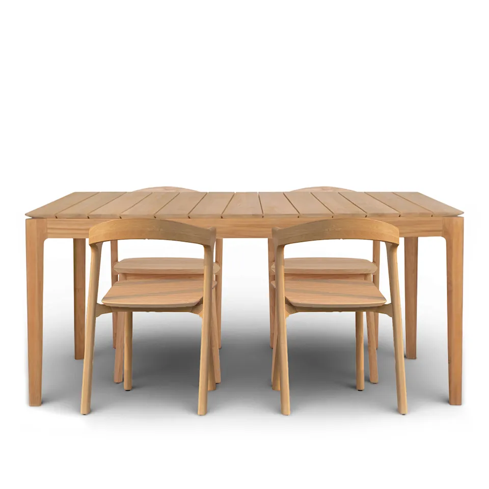 Bok dining set with table 162 x 80 cm & 4 chairs – Teak