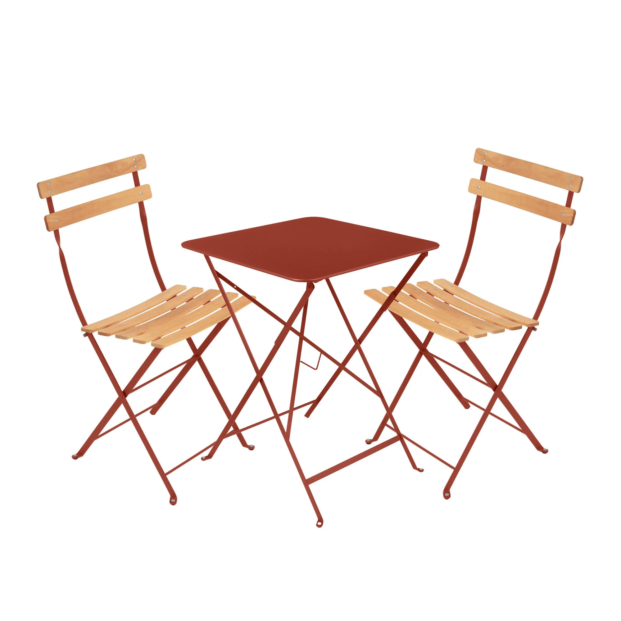 Bistro dining set table 57cm & 2 wood chairs - 1
