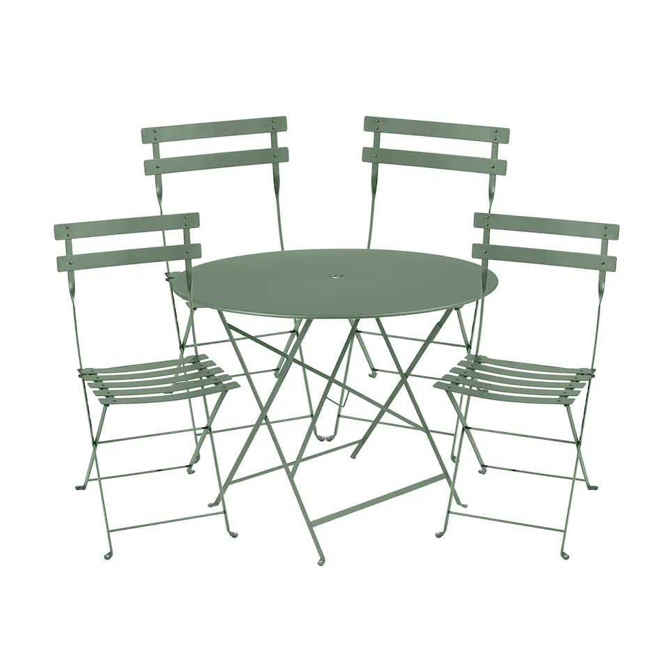 Bistro ruokaryhmä Ø96cm & 4 metalli tuolit