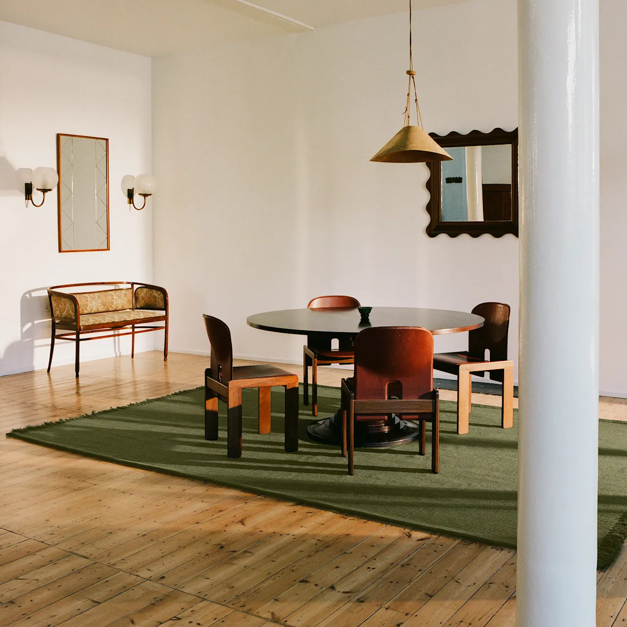 Contour Khaki Green Wool Rug
