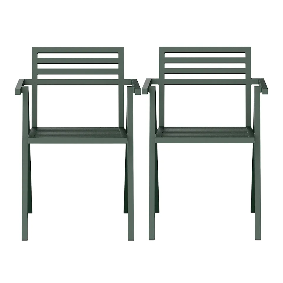 19 Outdoors - Stacking Arm Chair Set of 2, Green