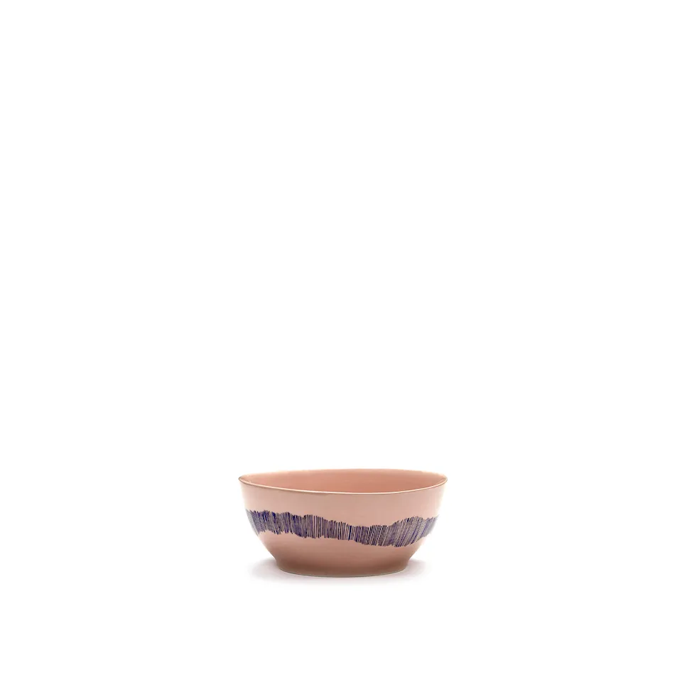 Feast Bowl - Delicious Pink Swirl-Stripes Blue