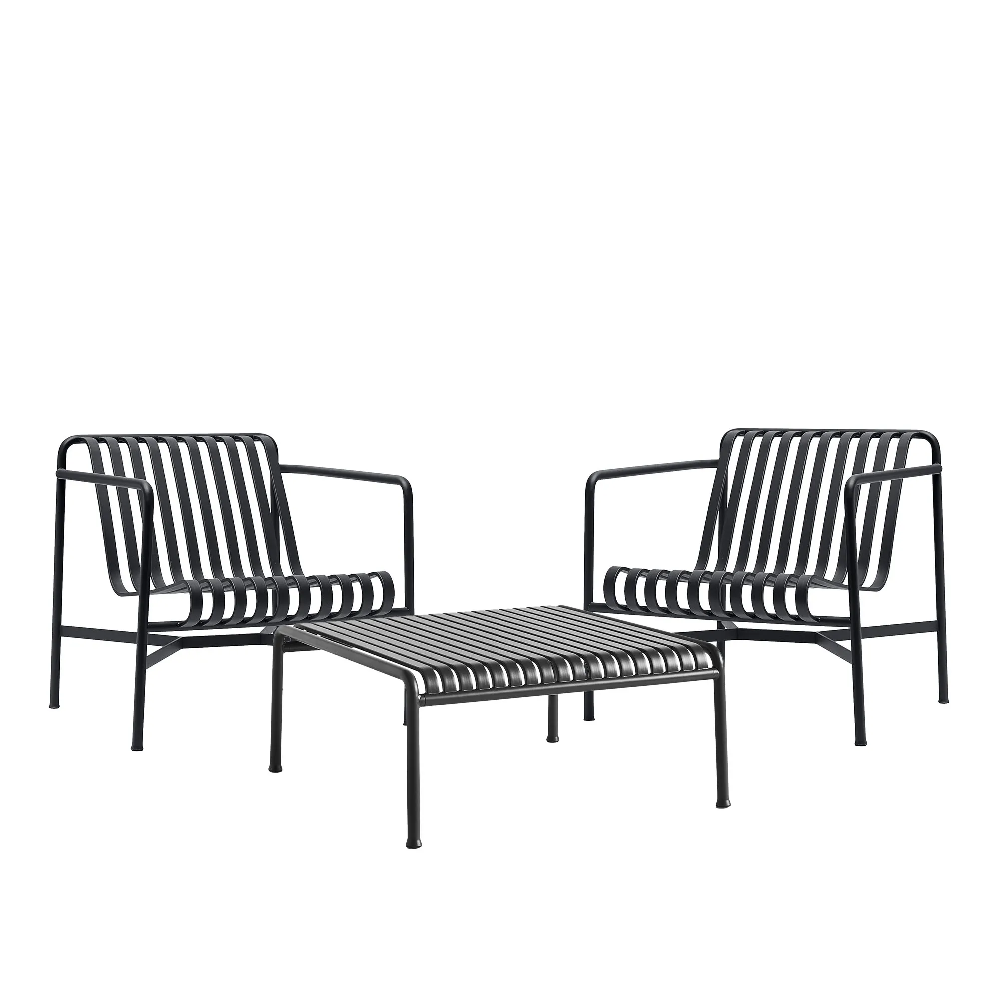 Palissade lounge-ryhmä med 2 loungetuolit & matala puudgårdspöytä - 1