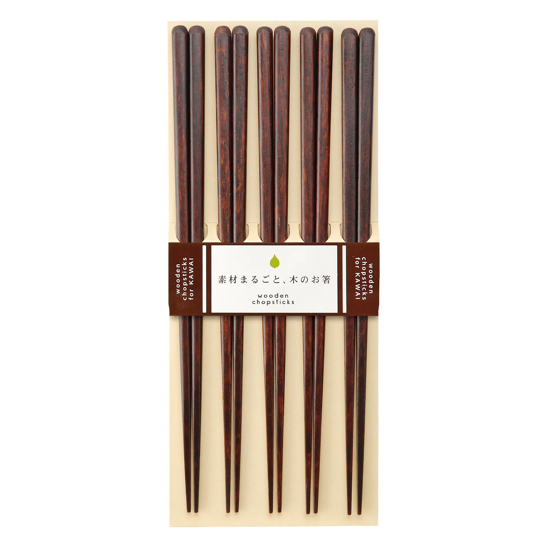 Kawai Plain Wood Chopsticks Brown - Set of 5 - Kawai - NO GA