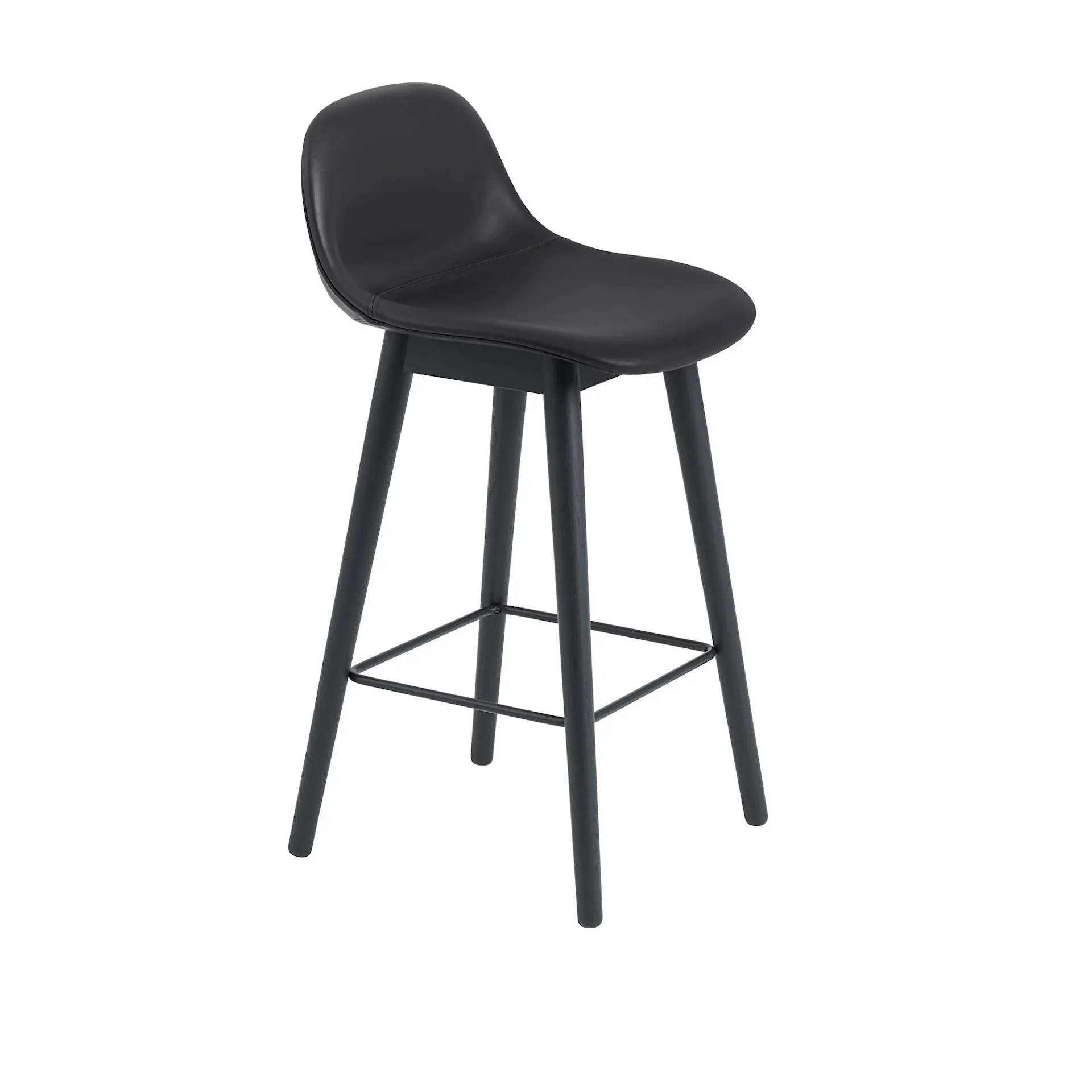 Fiber Bar Stool with Backrest - Wood Base - Muuto - Iskos-Berlin - NO GA