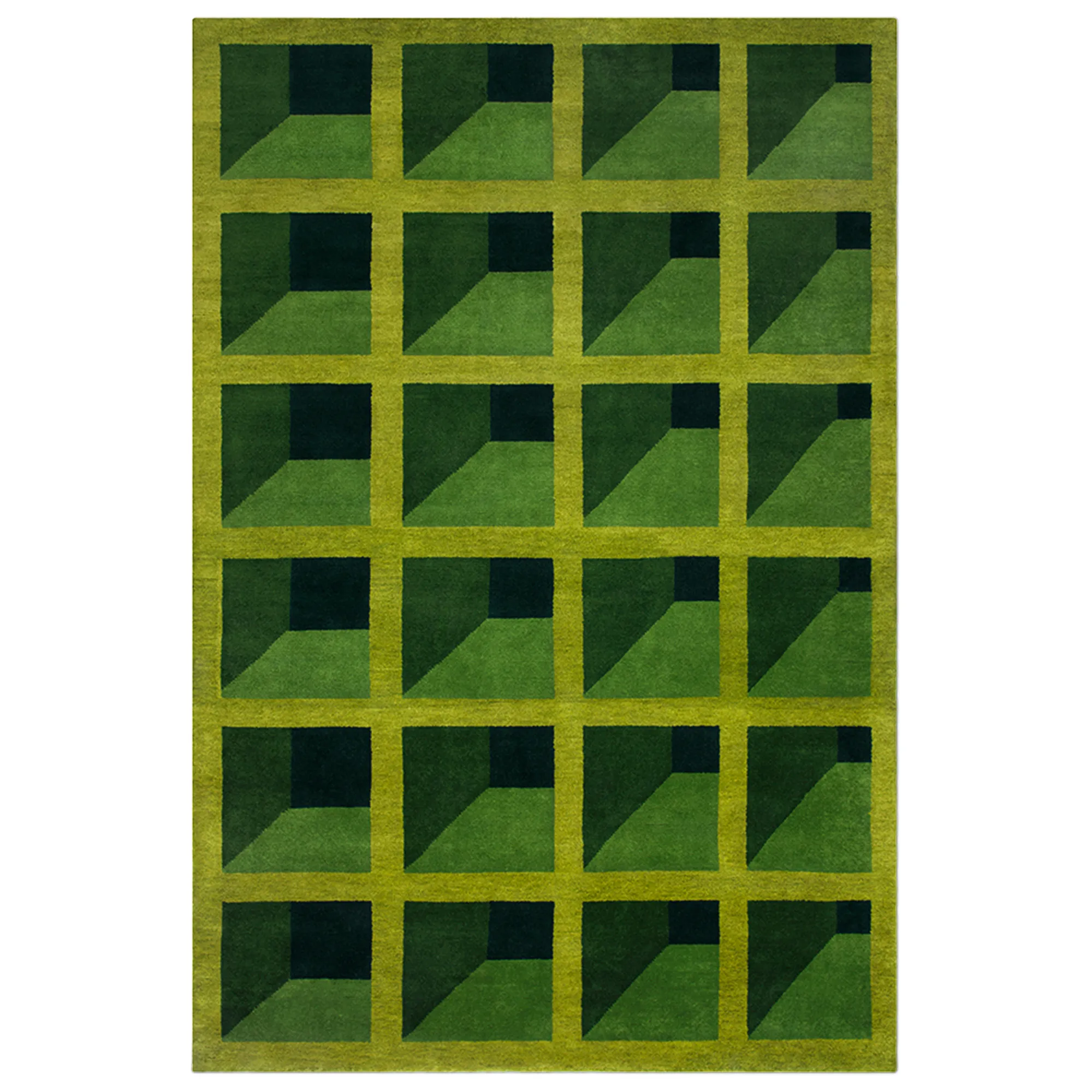 Garden Maze Green Wool Rug - 1