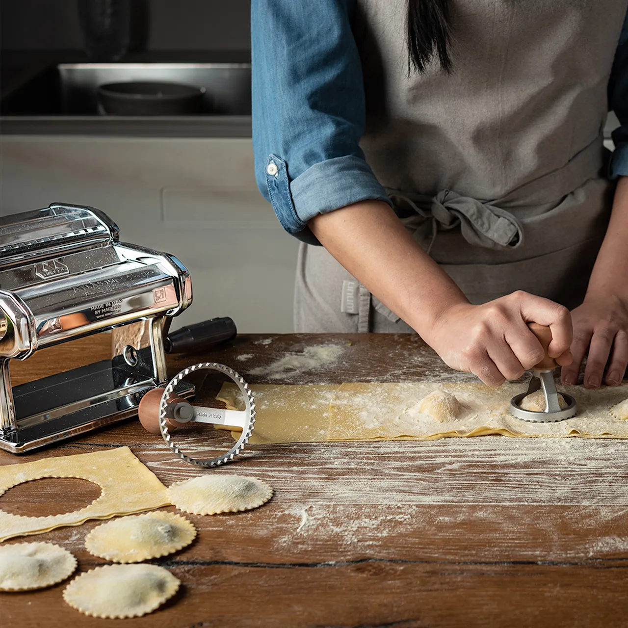 Ravioli-stempel rundt 8 cm