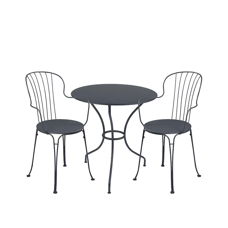 Opéra+ dining set pedestal table Ø67cm & 2 armchairs