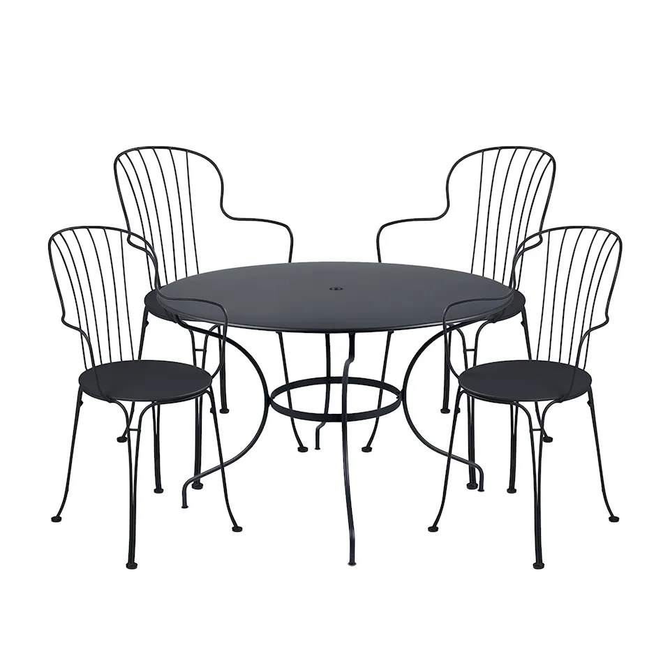 Opéra+ spisesæt bord rundt Ø117cm & 4 karmstole
