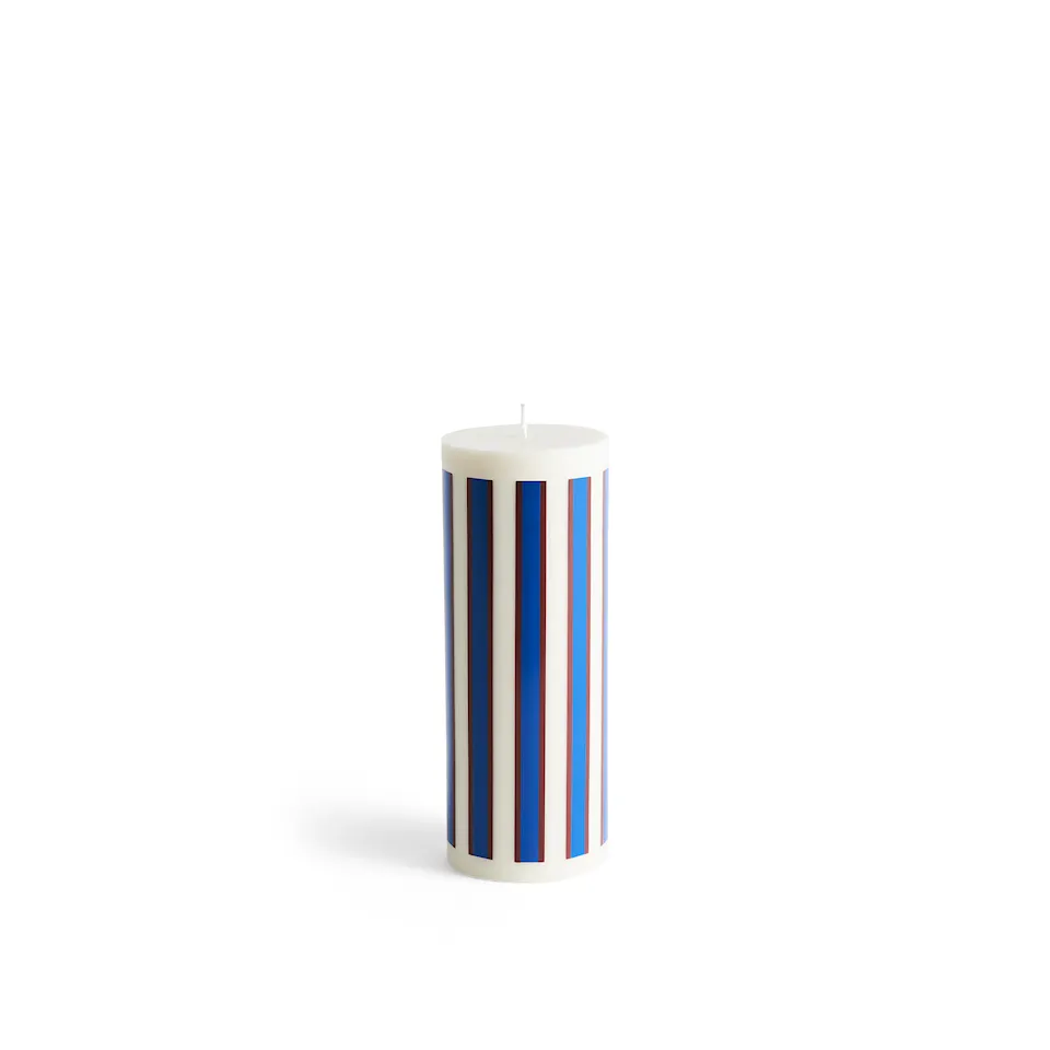 Column Candle Large - Off-white, brown and blue