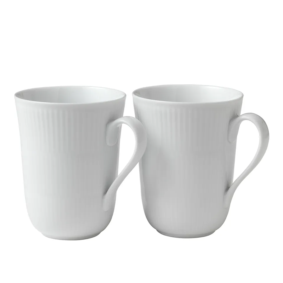 White Fluted Mug 36 cl 2 pcs