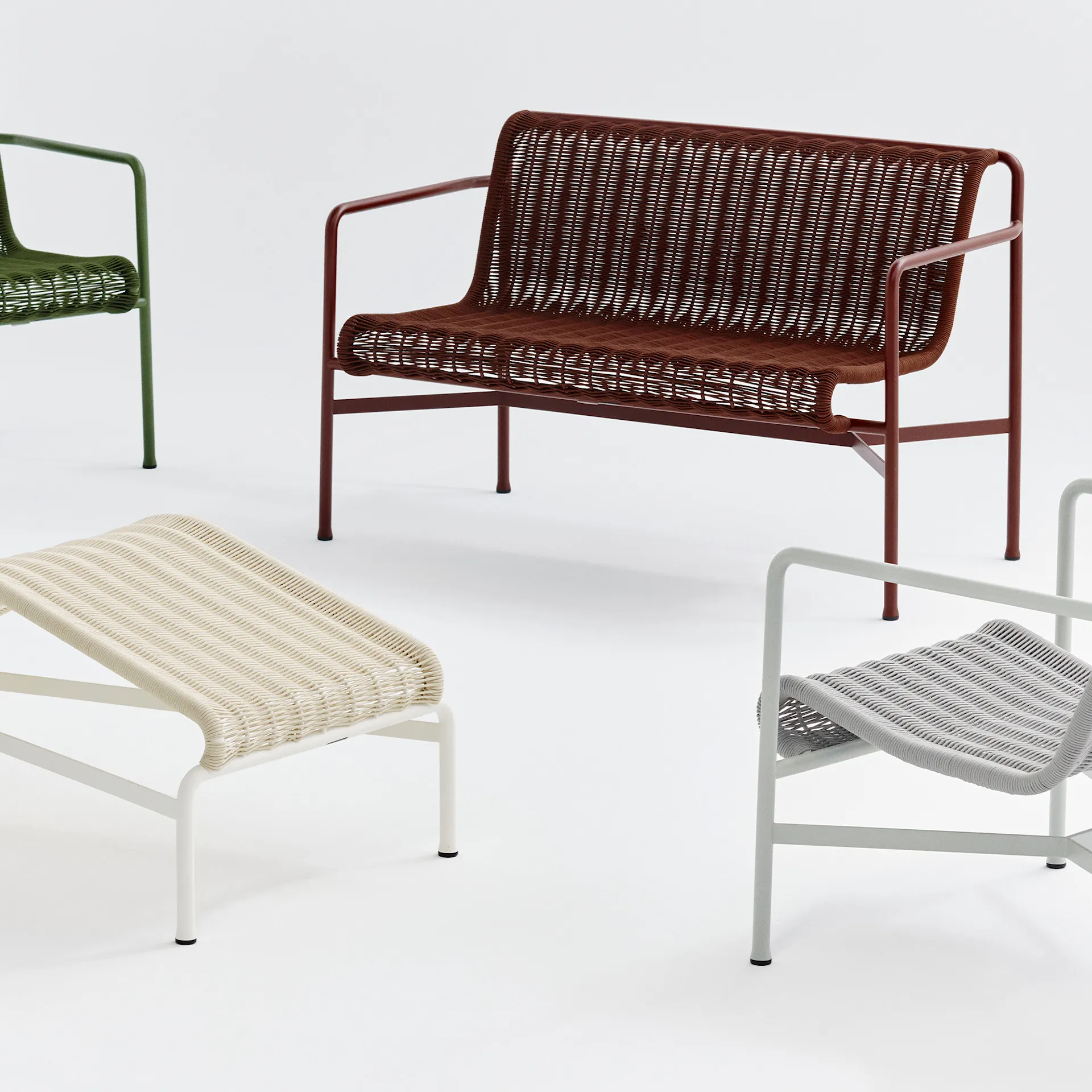 Palisade cord garden bench with armrests - HAY - Ronan & Erwan Bouroullec - NO GA