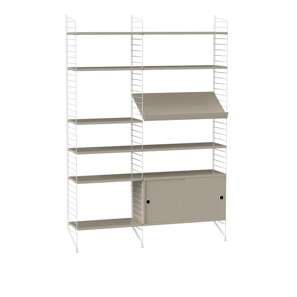 Stue reolsystem H beige/hvid