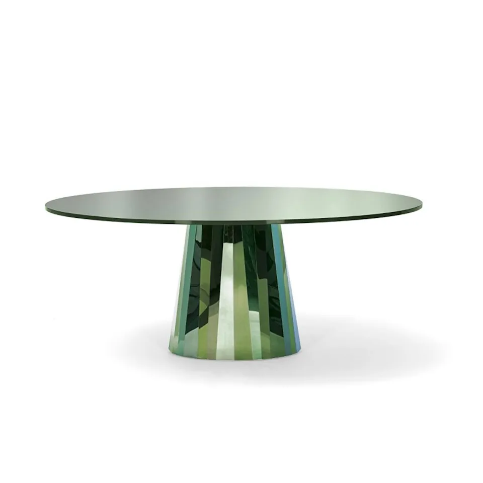 Pli Table, Lacquered top, Topaz green