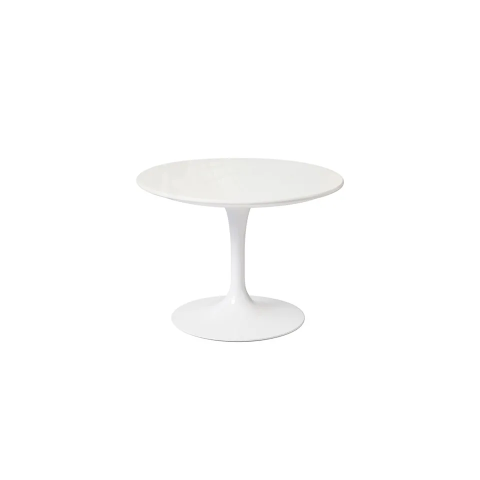 Saarinen Low Round Table For Outdoor, H: 36 cm, Ø 51 cm, Vitt underrede