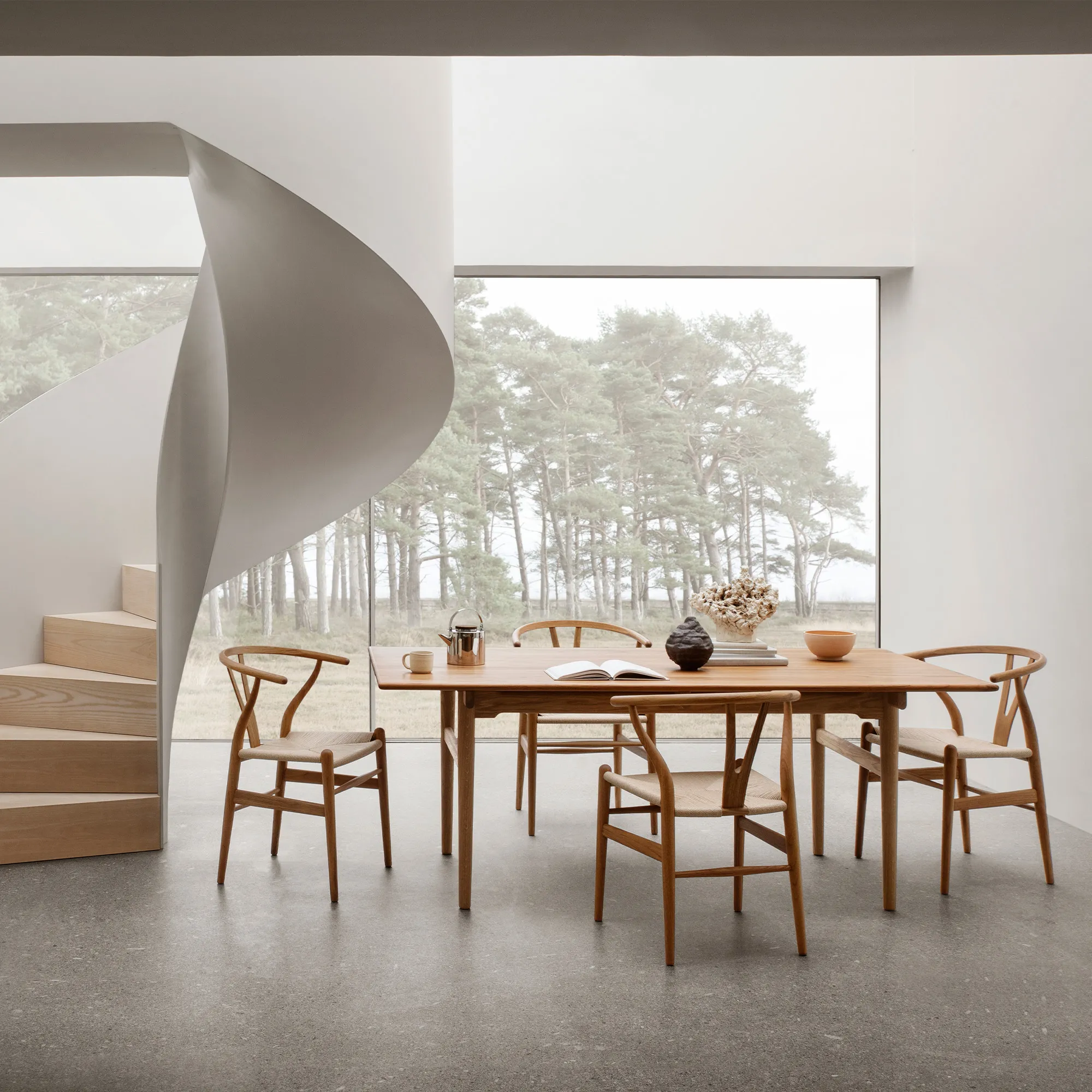 CH24 Y-stol teak/naturflettet papirgarn