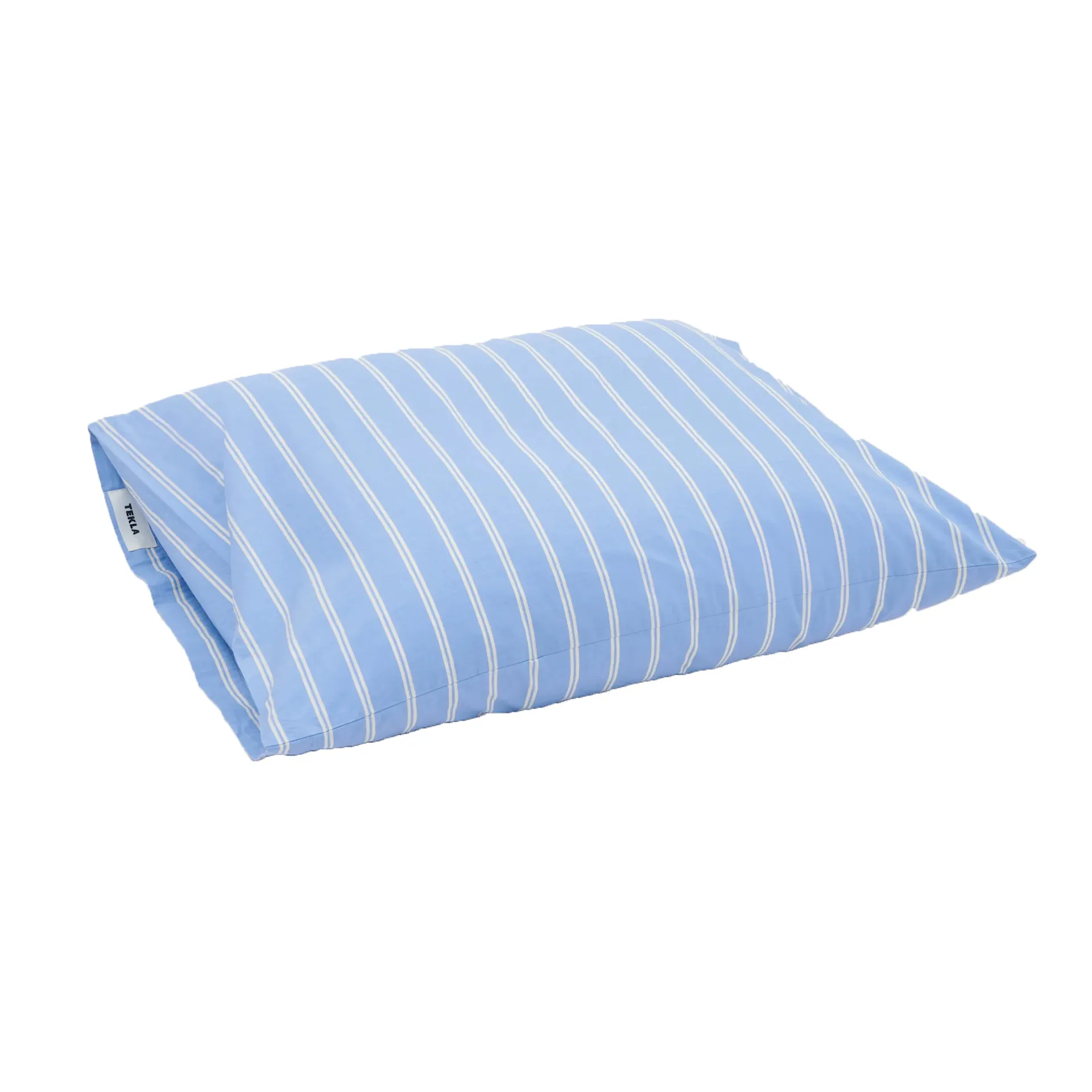 Percale Pillow Case Island Blue Stripes - TEKLA - NO GA