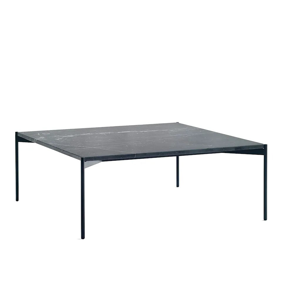 Plateau Table 90x90, Black Marquina Marble TopBlack Standard Legs