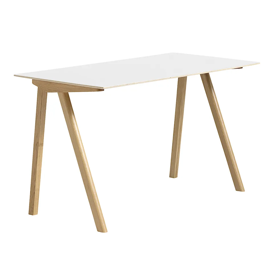 CPH90 2.0 Desk Lacquered Oak Frame L130 X W65 X H74  White Laminate Tabletop Lacquered Edge