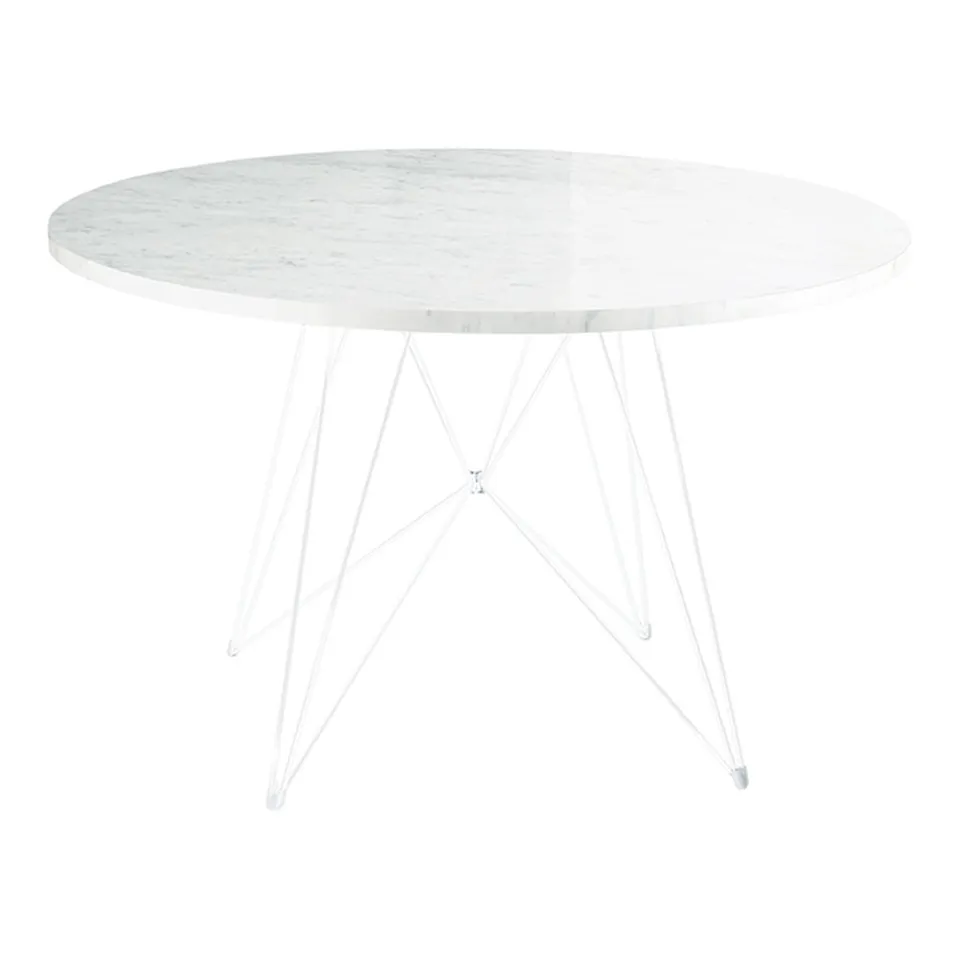 XZ3 Table Ø120 White frame/White carrara marble top