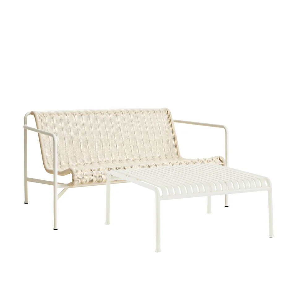 Palissade cord loungegruppe med loungesofa & lavt trædgårdsbord