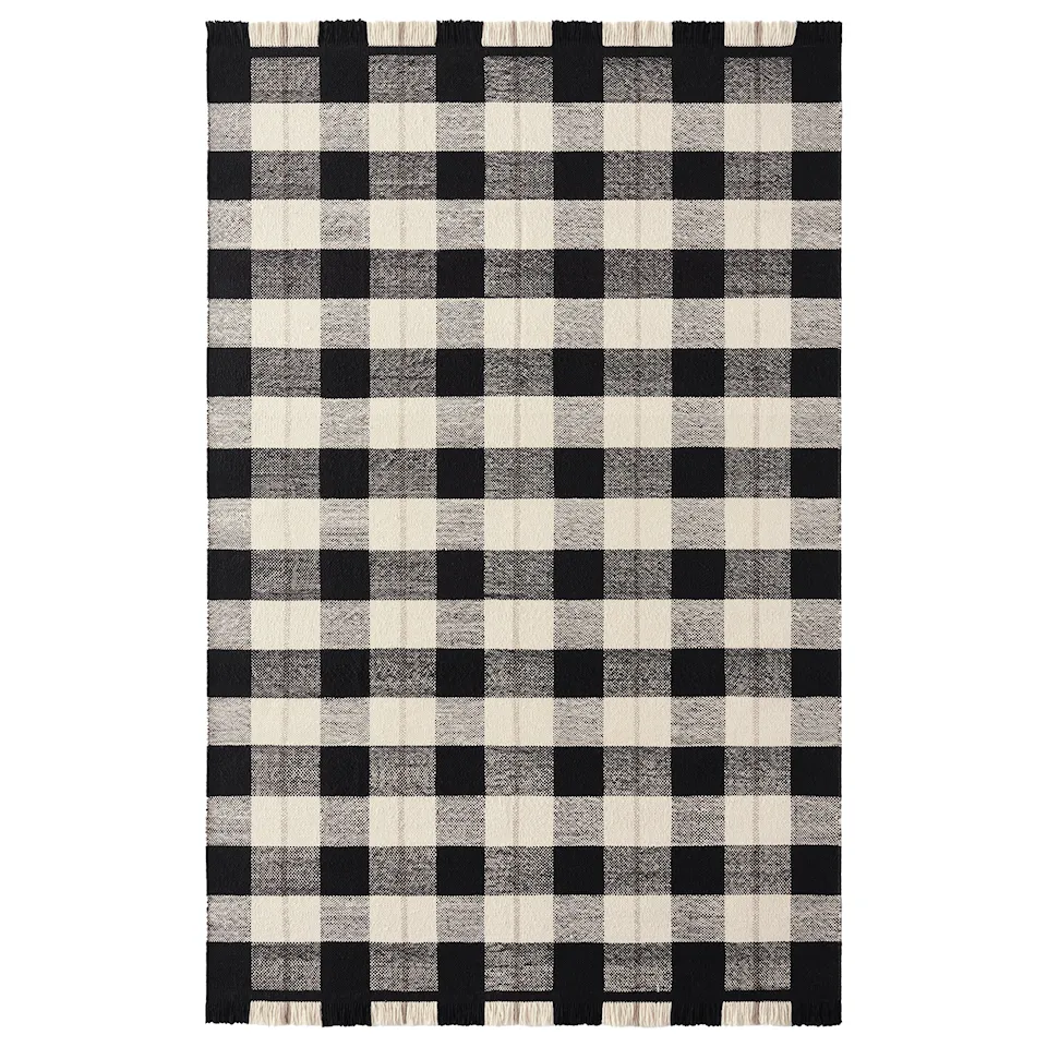 Plaid Black/Cream Wool Rug