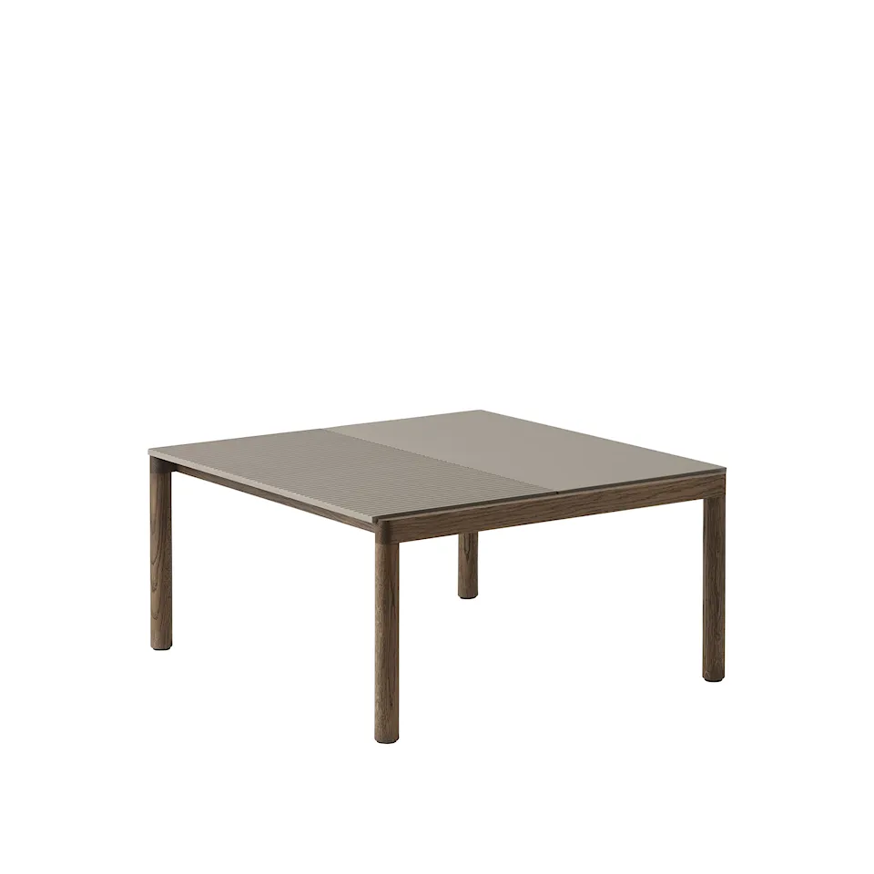 Couple Coffee Table / 80 x 84 x 40 cm - 1 Plain 1 Wavy - Taupe/Dark Oiled Oak