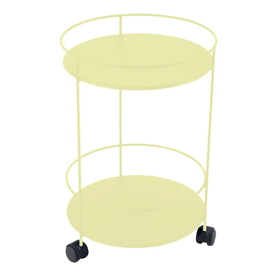 Guinguette Side Wheeled Table With Solid Double Top Frosted Lemon A6