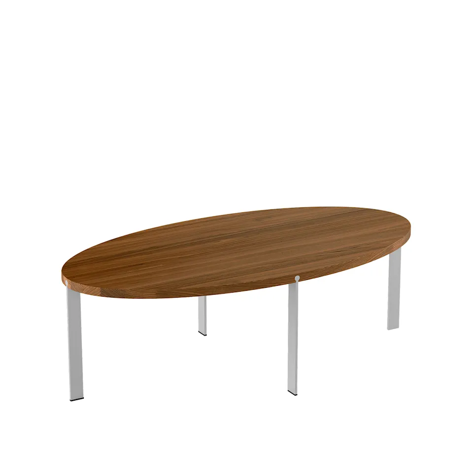 AK 970 Coffee table, Height 45 cm, Oiled walnut top, Without glass shelf, Stainless steel legs