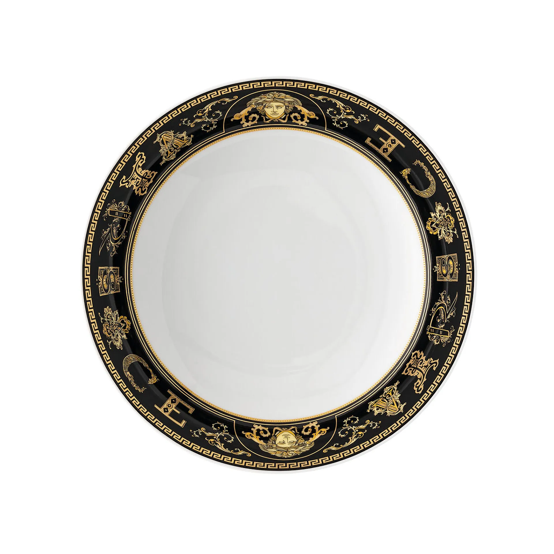 Virtus Gala Black, 22 cm Deep Plate - Versace - NO GA