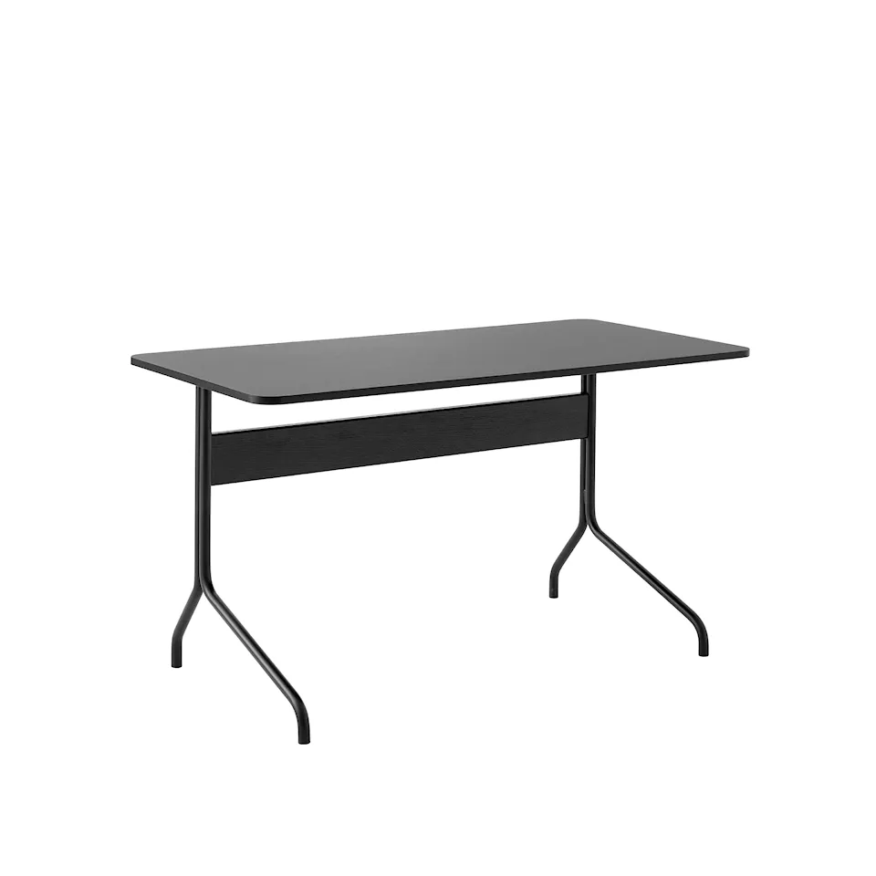 Pavilion Desk AV16, 130x65 cm, Linoleum Black 4023/Black Oak/Black Legs