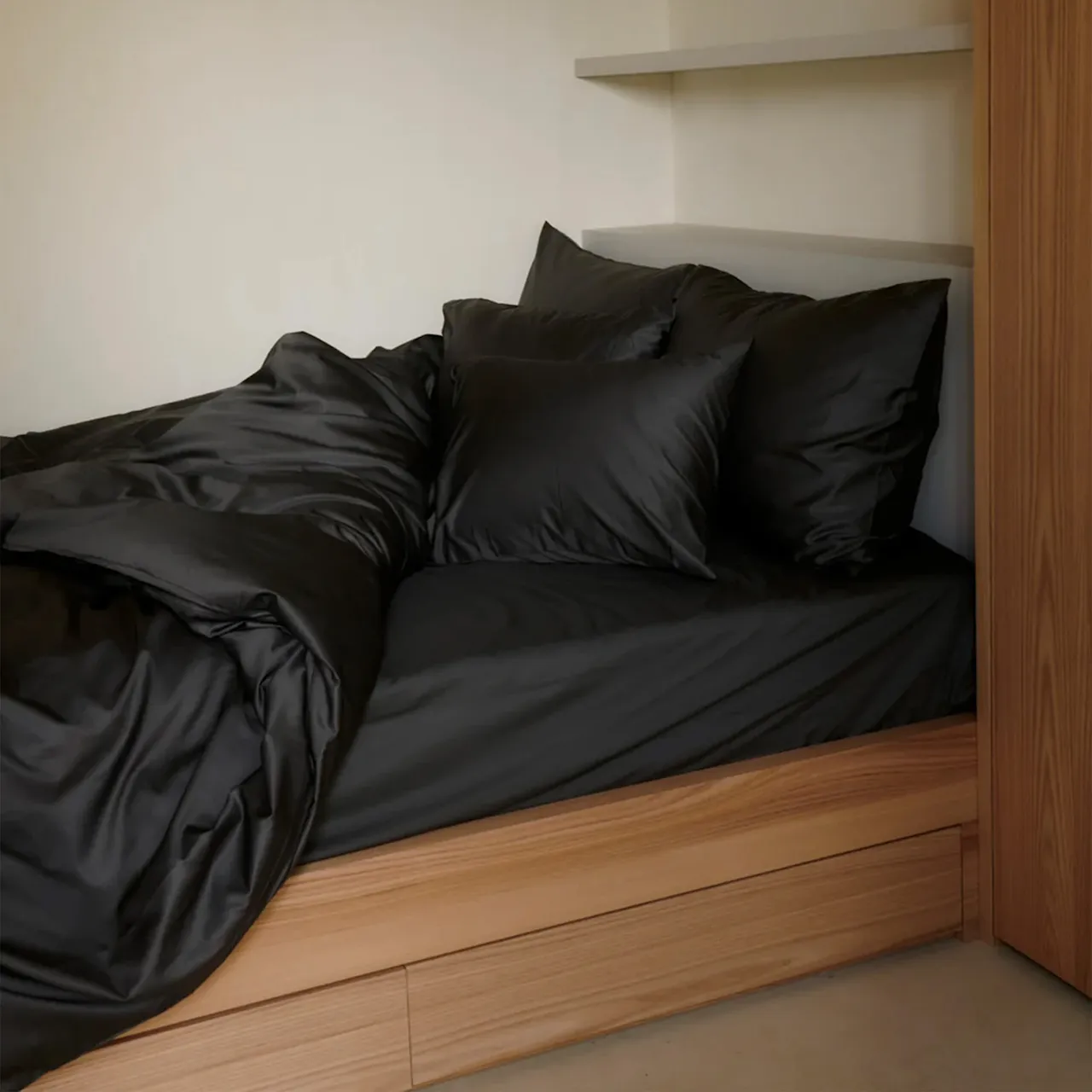 Shade fitted sheet satin anthracite grey 90x200 cm