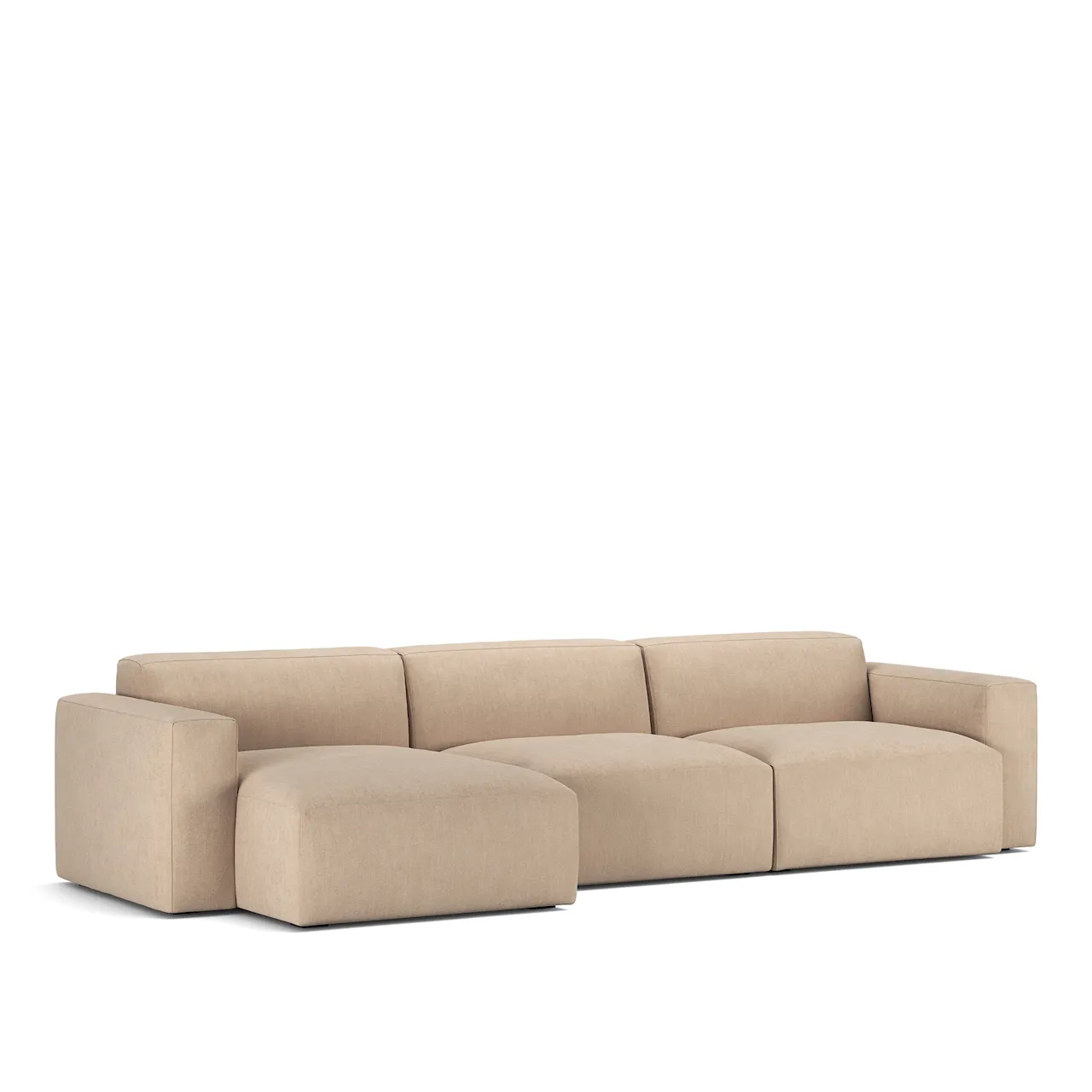 Brick 3-zitsbank met chaise longue links