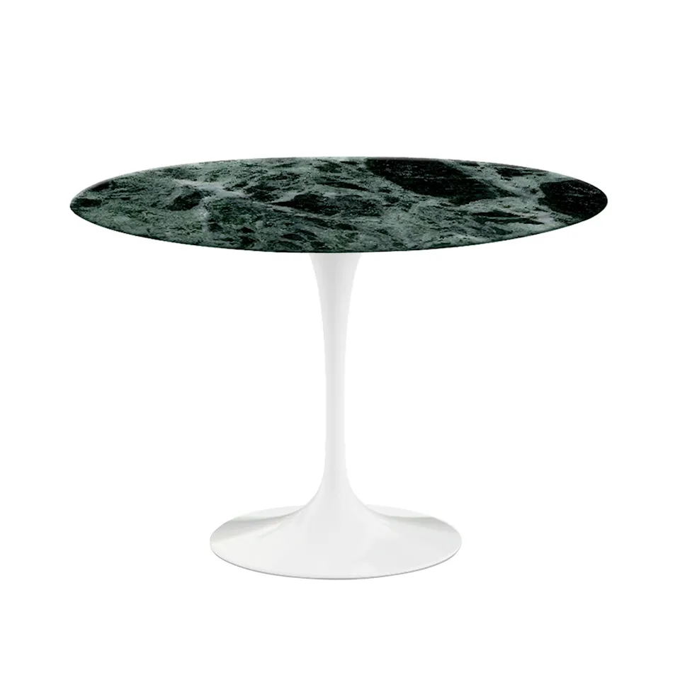 Saarinen Round Table - Dining table, Ø 107 cm, White frame, matt green Alpi marble top