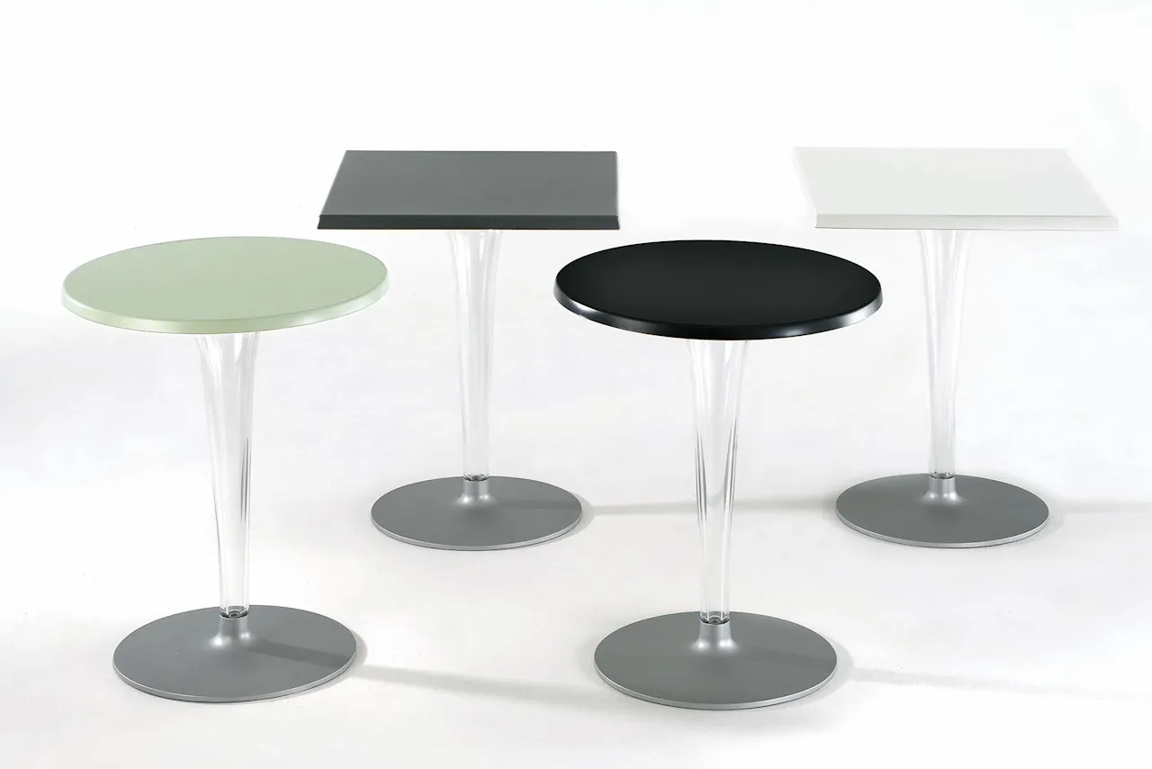 Top Top Table 4200 Ø60, Black Melamine Top, Rounded Base