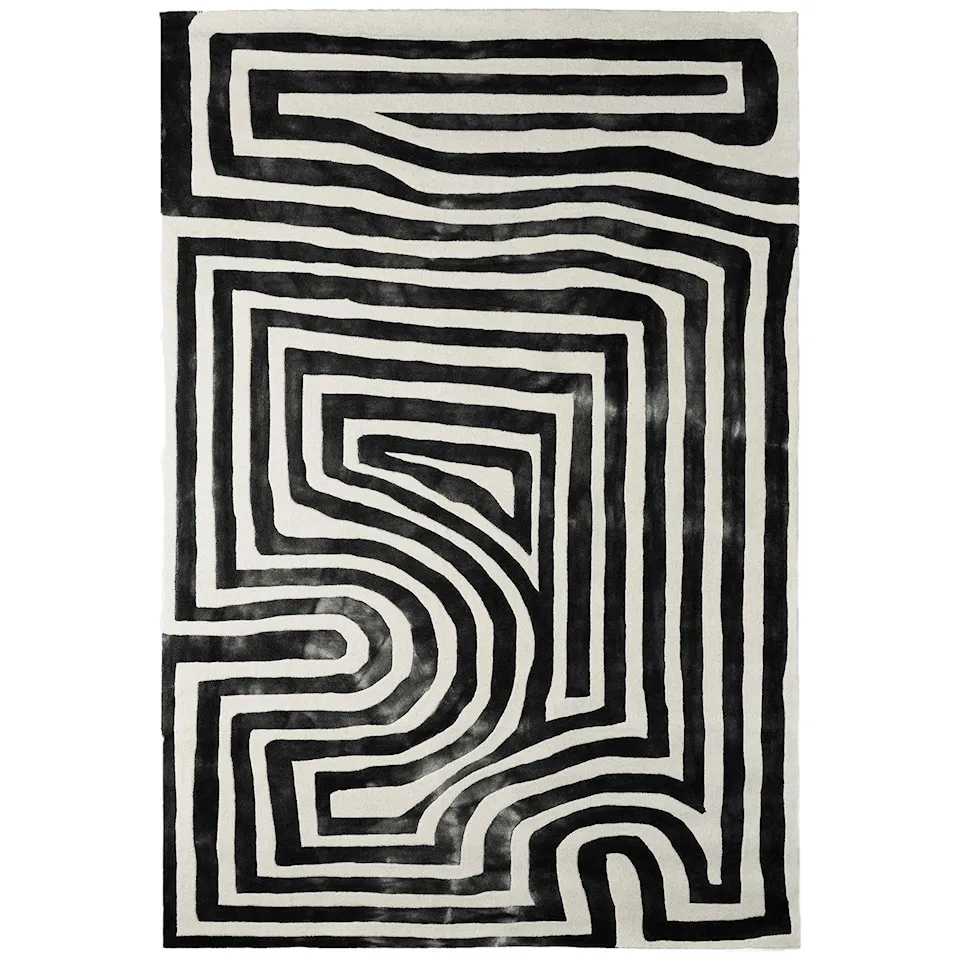 Psychedelic Labyrinth Charcoal Wool Rug