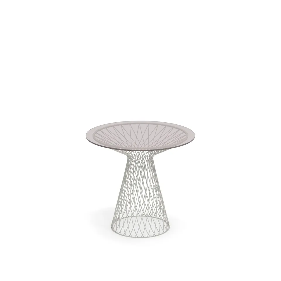 Heaven Round Table Ø80, Frame: Matt White, Top: Smokey Glass