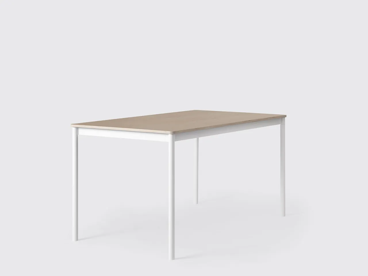 Base Table, 140x80, Top: Oak veneer, Plywood edges, Frame: White