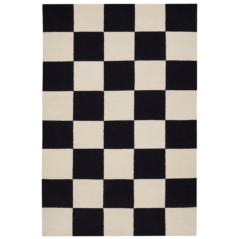 Square Black/Cream wool rug