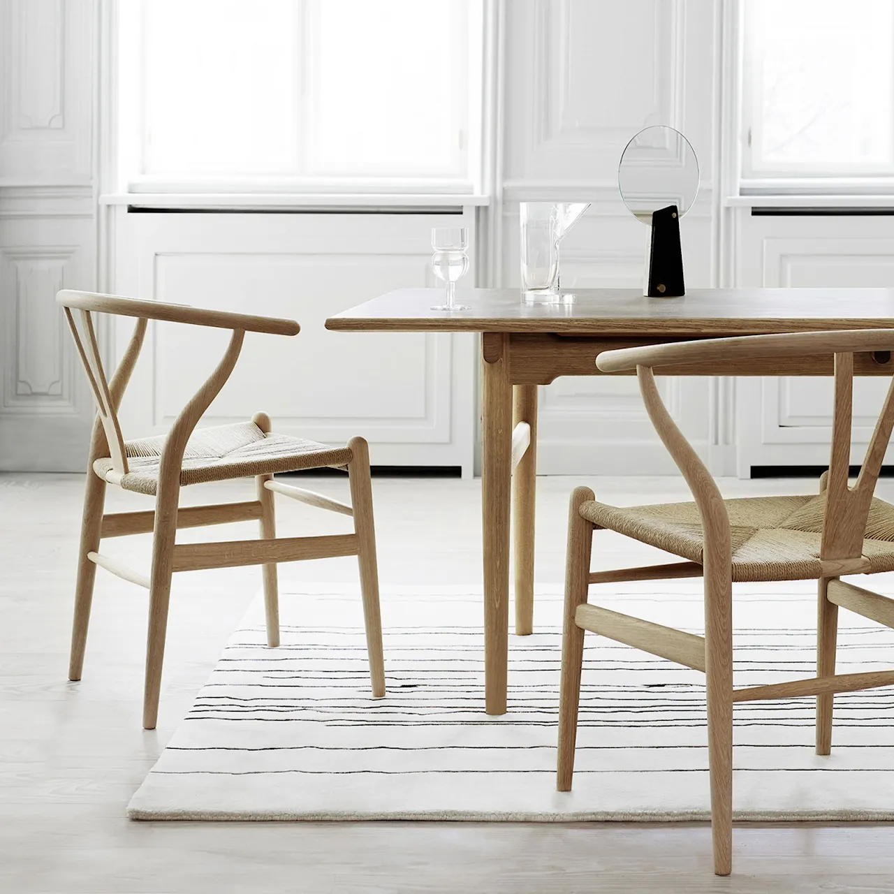 CH24 Wishbone Chair tuhka/luonnonvärinen punottu paperinaru