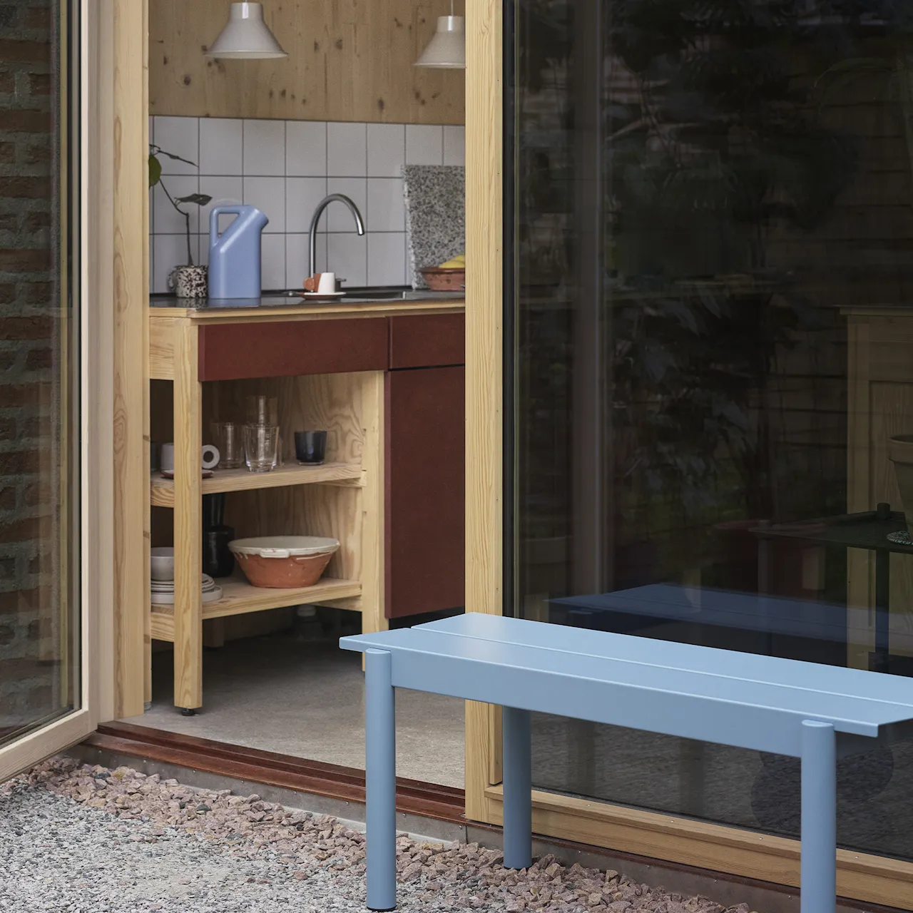 Linear Steel Bench 110cm Burnt Orange