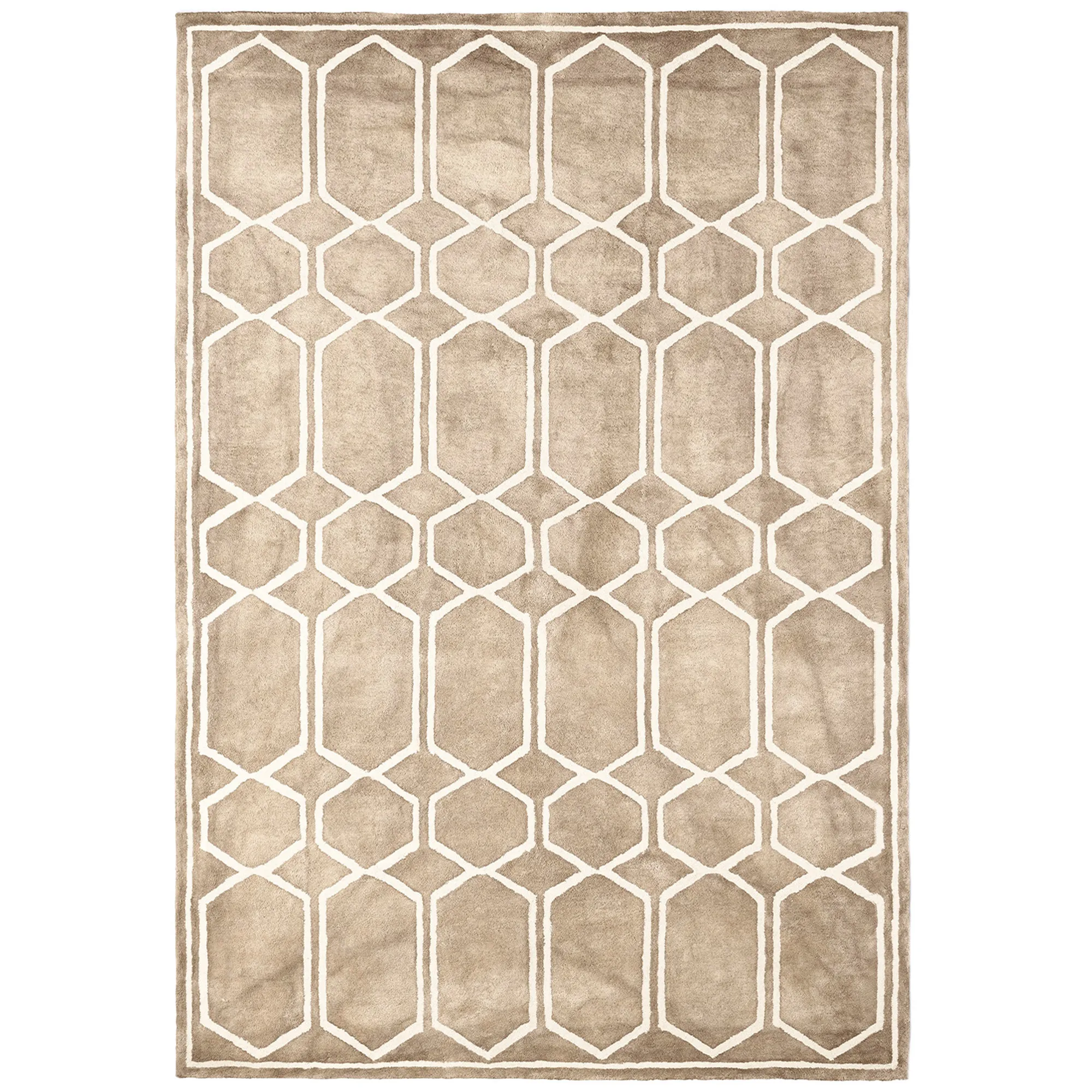 Tie Dye Beige Wool Rug - 1